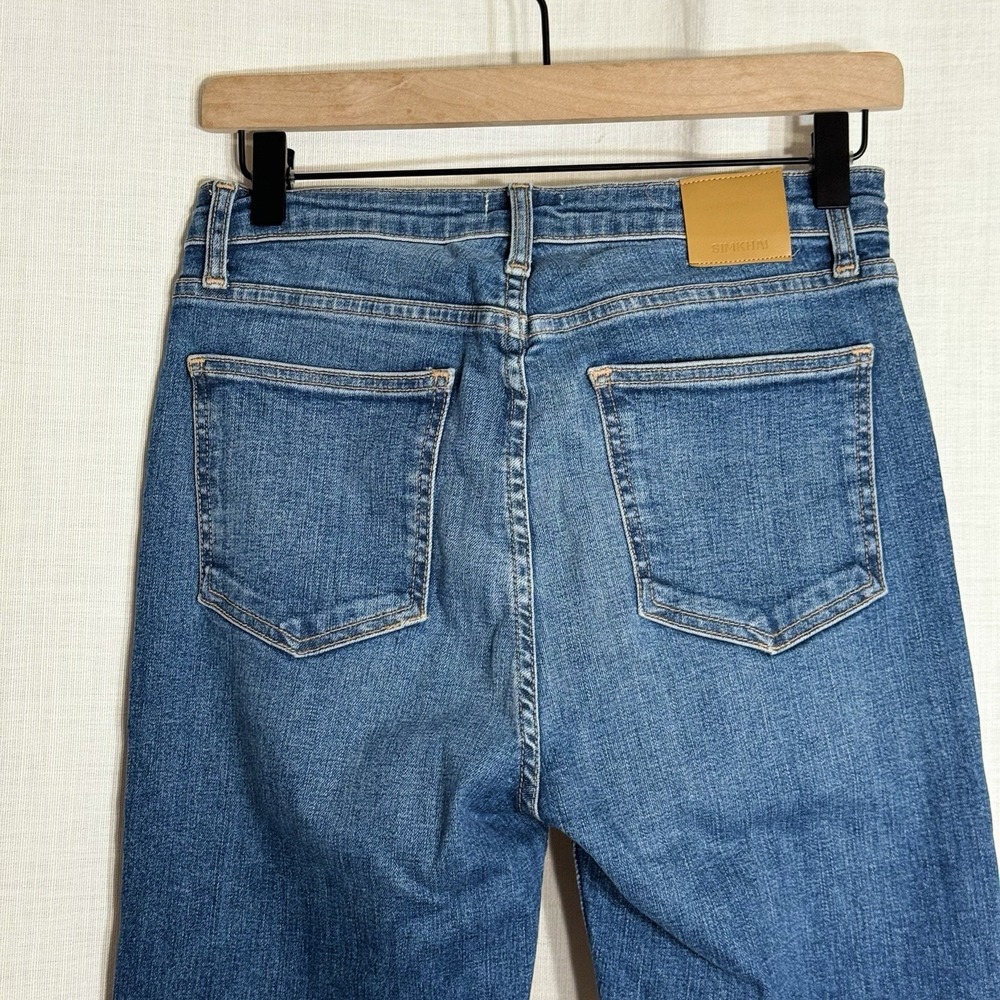 SIMKHAI Jeans Women 28 Blue High Rise Straight Leg Organic Cotton USA - Picture 5 of 7